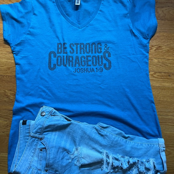 Rhinestone Graphic Tee with Inspirational Text - Picture 5 of 5